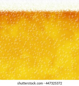 Vector illustration of beer with air bubbles and foam