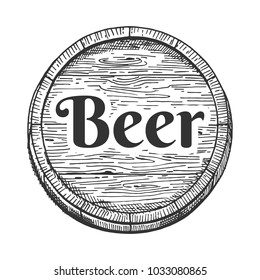 Vector illustration of a beer barrel emblem or label. Hand drawn vintage engraving style.