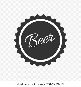 Vector Illustration Of Beer Bottle Cap  Icon In Dark Color And Transparent Background(png)