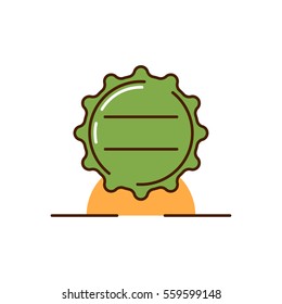 Vector illustration of the beer bottle cap on white background.  Alcohol drinks and beverages topic. 