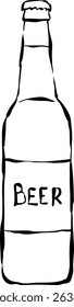 Vector illustration of a beer bottle. Hand-drawn beer bottle. Minimalist doodle.