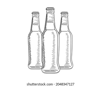 Icono de botellas de cerveza de ilustración vectorial en silueta sobre fondo blanco.