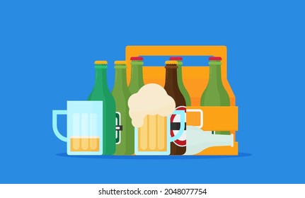 Vector Illustration of beer bottles set in flat style