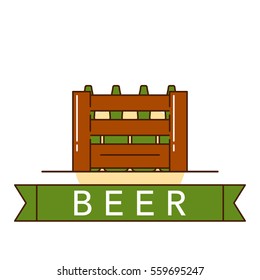 Vector illustration of the beer box on white background with lettering. Alcohol drinks and beverages topic. 