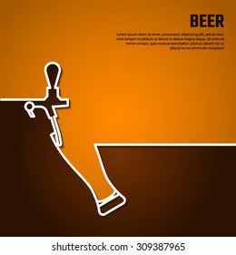 Vector Illustration Of Beer by Line for Design, Website, Background Banner. Restaurant, Cafe Menu Template on Orange. Prepare Beverage Infographic. Bar Symbol