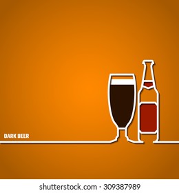 Vector Illustration Of Beer by Line for Design, Website, Background Banner. Restaurant, Cafe Menu Template on Orange. Prepare Beverage Infographic. Bar Symbol
