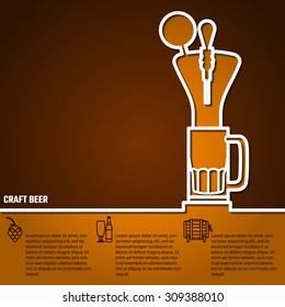 Vector Illustration Of Beer by Line for Design, Website, Background Banner. Restaurant, Cafe Menu Template on Orange. Prepare Beverage Infographic. Bar Symbol
