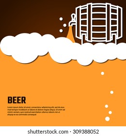 Vector Illustration Of Beer by Line for Design, Website, Background Banner. Restaurant, Cafe Menu Template on Orange. Prepare Beverage Infographic. Bar Symbol