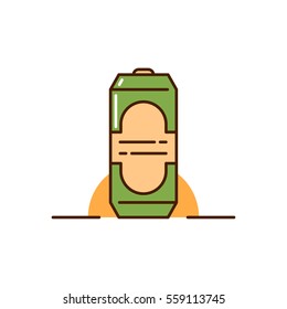 Vector illustration of the beer can on white background. Alcohol drinks and beverages topic.