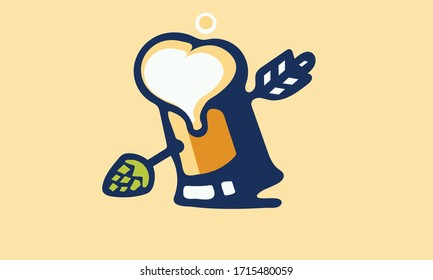 A vector illustration of Beer Cup & an arrow.