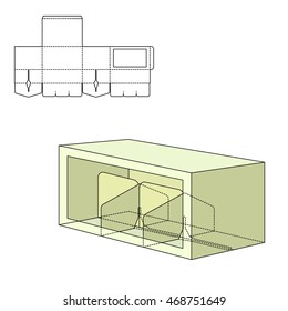 Vector Illustration of Beer Diecut Craft Box for Design, Website, Background, Banner. Retail Folding package Template. Fold pack with dieline for your brand on it