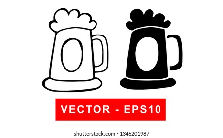 Vector Illustration of Beer Drinks. Isolated flat line and silhouette of sign, symbol, or objects for graphic design.