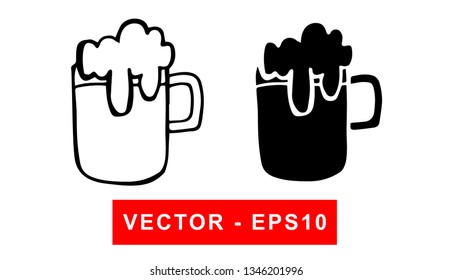 Vector Illustration of Beer Drinks. Isolated flat line and silhouette of sign, symbol, or objects for graphic design.