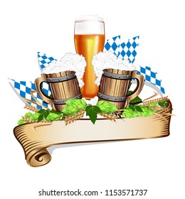 Vector illustration for a beer festival. Colorful invitation template or card.