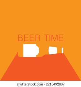 Vector Illustration of beer in flat style with long shadow.