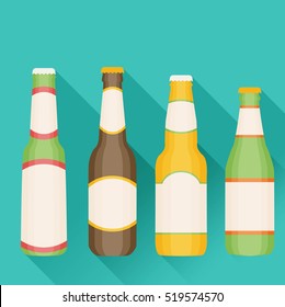 Vector Illustration of beer in flat style with long shadow.