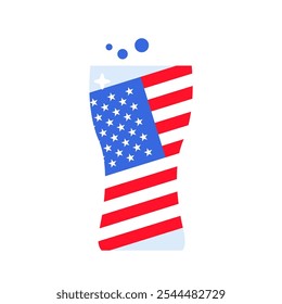 Vector illustration of beer glass from the collection of American flag-themed icons. A celebration of American culture and identity. Independence Day celebrations, a decorative element in an