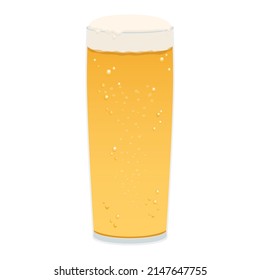 Vector illustration of beer in a glass isolated on background.