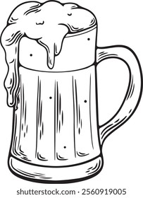 Vector illustration of a beer glass in a line drawing style.