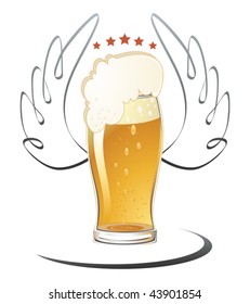 Vector illustration of beer glass. No meshes.