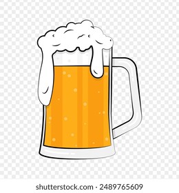 Vector illustration of beer glass on transparent background