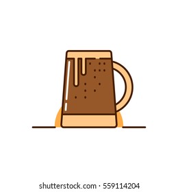 Vector illustration of the beer glass on white background. Alcohol drinks and beverages topic.