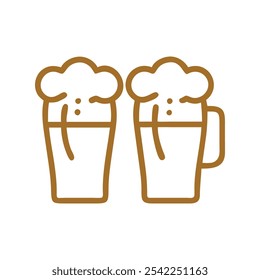 Vector illustration of a beer glass silhouette and beer bottle icon.