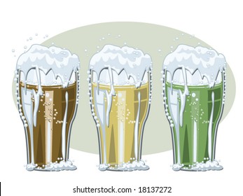 vector illustration of beer glasses with foam