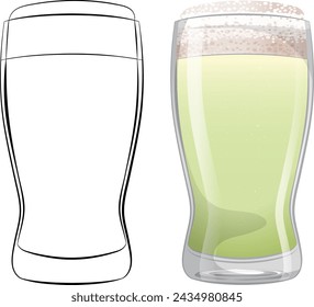 Vector illustration of beer glasses, one empty, one full.