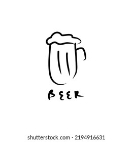 Vector illustration of beer icon in doodle style isolated background 