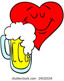 Vector illustration of a beer loving  heart.