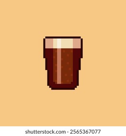 Vector Illustration of Beer Mug with Foam with Pixel Art Design, perfect for game assets themed designs