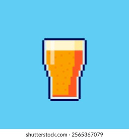 Vector Illustration of Beer Mug with Foam with Pixel Art Design, perfect for game assets themed designs