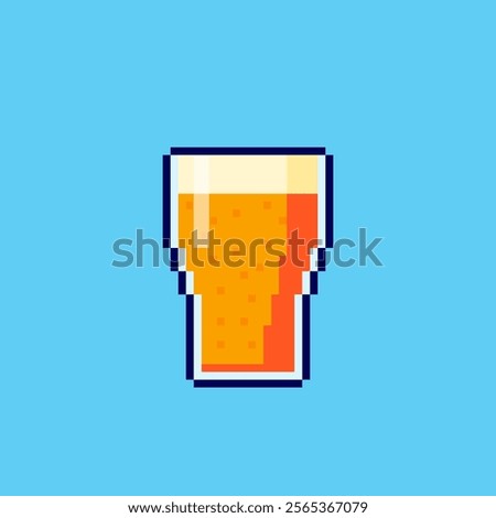 Vector Illustration of Beer Mug with Foam with Pixel Art Design, perfect for game assets themed designs