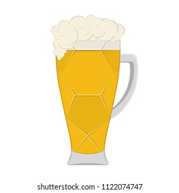Vector illustration. Beer mug with fresh cool beer. Isolated on white background.