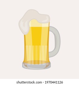 Vector illustration of a beer mug. glass of beer isolated on soft color background. beer mug vector or illustration art. can be used print, template, design element in web and mobile.