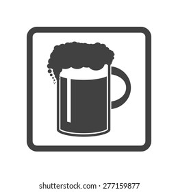 Vector illustration of beer in mug icon. Simple black on white background. Button.
