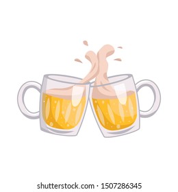 Vector illustration of beer and mug sign. Graphic of beer and glass stock vector illustration.