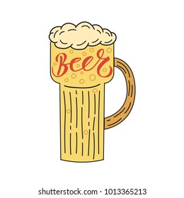 Vector illustration of the beer mug. Simple sketch.