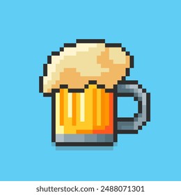 Vector Illustration of beer with Pixel Art Design, perfect for game assets themed designs
