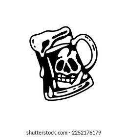 vector illustration of beer with skull concept