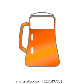 Vector illustration of Beer Stein mug in black color with white froth on orange background