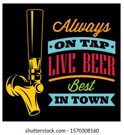 Vector illustration with beer tap and inscription.