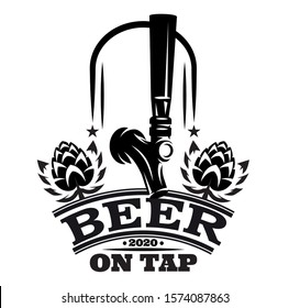 Vector Illustration With Beer Tap And Inscription.