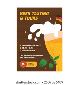 Vector illustration of beer tasting and tour flyer poster template