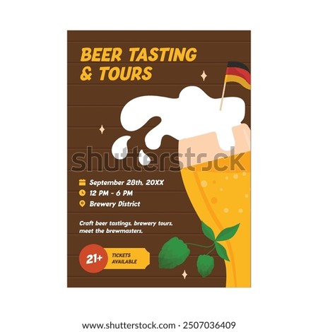 Vector illustration of beer tasting and tour flyer poster template