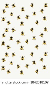 Vector illustration of Bees. Vector repeating wallpaper with bees. Suitable for posts, gift wrap paper, cards, invitations, banners design and web/internet ads. Vector illustration of bumblebees.