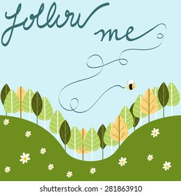 Vector illustration bees in spring