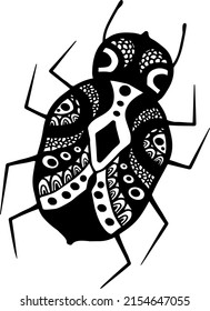 Vector illustration of a beetle isolated on a white background. An idea for fashion illustrations, magazines, printing on clothes, advertising, tattoo sketch or mehendi.