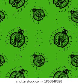 Vector illustration of a beetle with patterns and small details. An idea for fashion illustrations, magazines, printing on clothing, advertising, interior design, children's creativity.